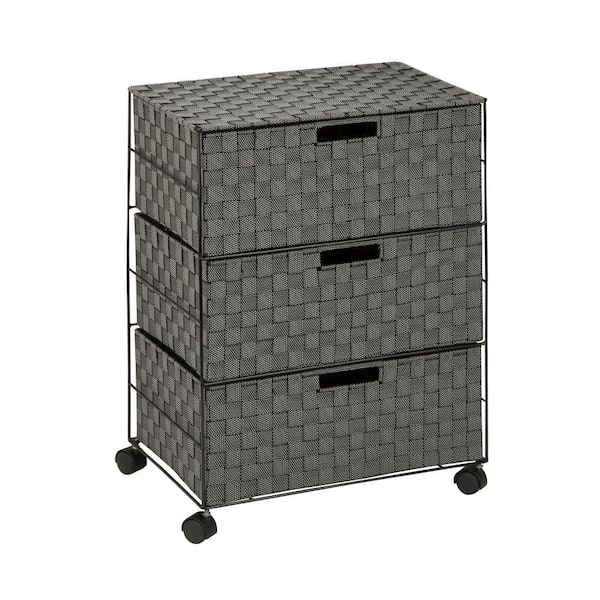 Honey-Can-Do Gray Woven Rolling Office 3-Drawer Organizer