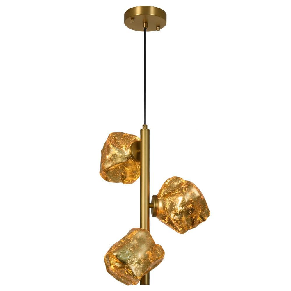 3-Light Gold Dimmable Modern Unique/Statement Pendant Light with Irregular Glass Shade for Kitchen Dining Living Room price history on PriceWatchPro