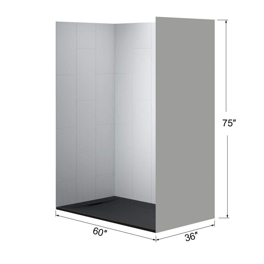 60'' Black and Brushed Nickel Rectangular Shower Stall