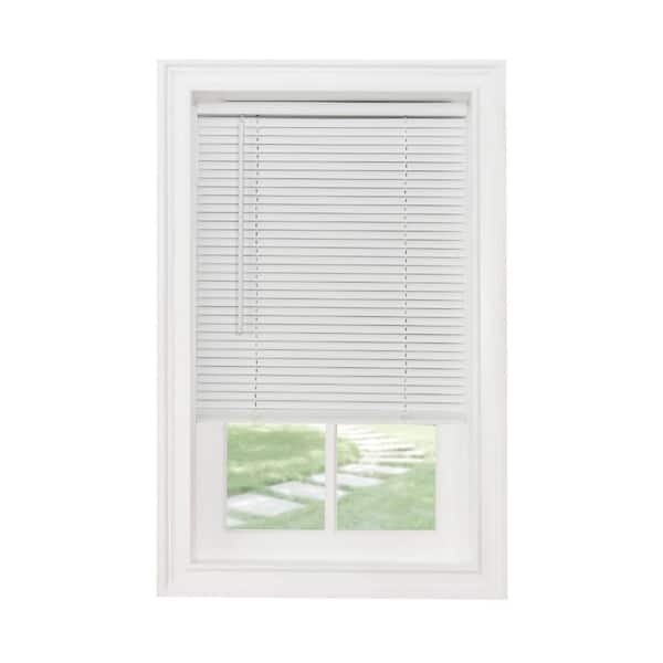 GII Morningstar Pearl White Cordless Light Filtering Tilt Wand Mini Blind with 1 in. Slats-64 in. W x 64 in. L