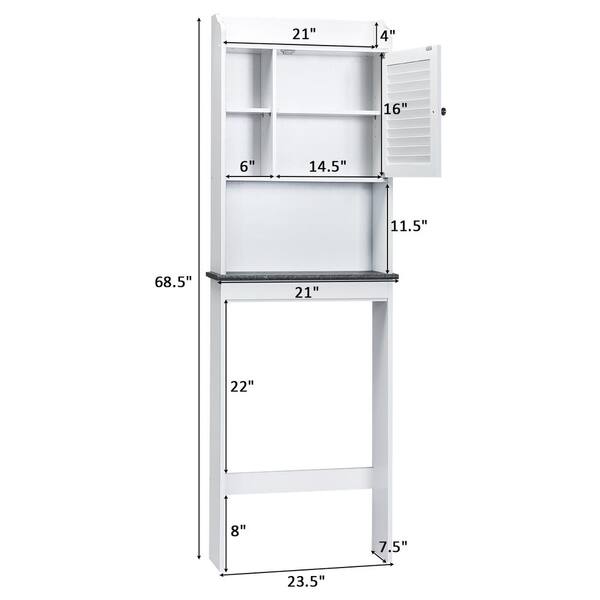 Costway 24 in. W x 68.5 in. H x 8 in. D White Over The Toilet Storage with  Doors & Open Shelves Q1WWR82J- - The Home Depot