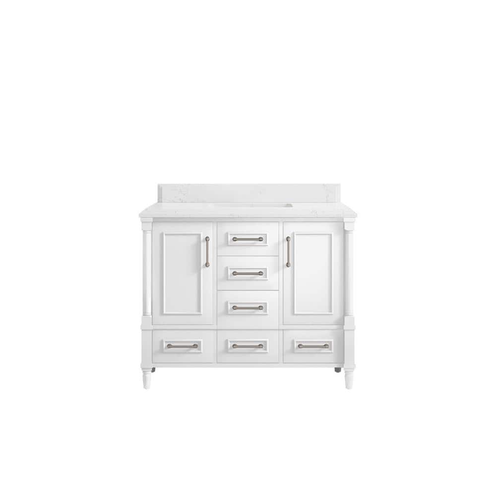 Hudson 42 in. W x 22 in. D x 36 in. H Bath Vanity in White with Cove Edge Empira Quartz Top price history on PriceWatchPro