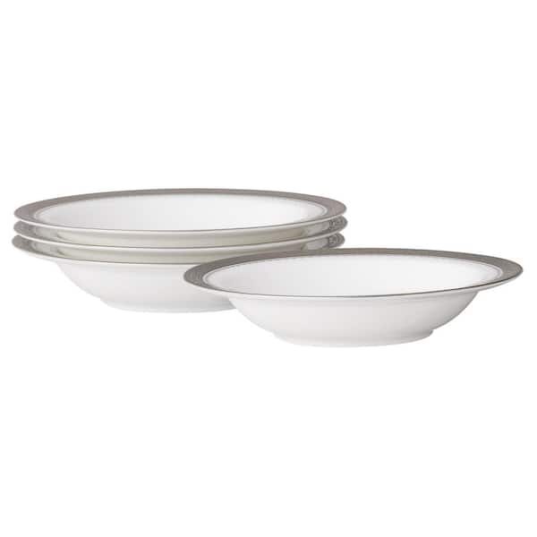 Noritake Odessa Platinum 6 in., 5 fl. Oz. (Platinum) Bone China Fruit Bowls, (Set of 4)