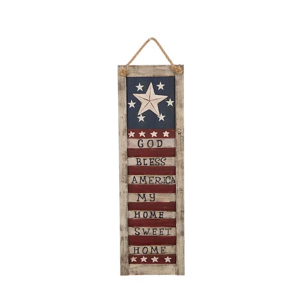 Glitzhome 21.85 in. H Wooden Flag Shutter Wall Sign