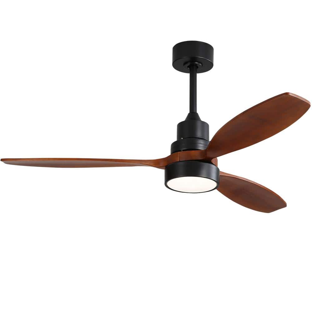 52 in. Indoor Matte Black Low Profile Ceiling Fan with 3 Solid Wood Blades,Remote Control,Reversible DC Motor, LED Light price history on PriceWatchPro