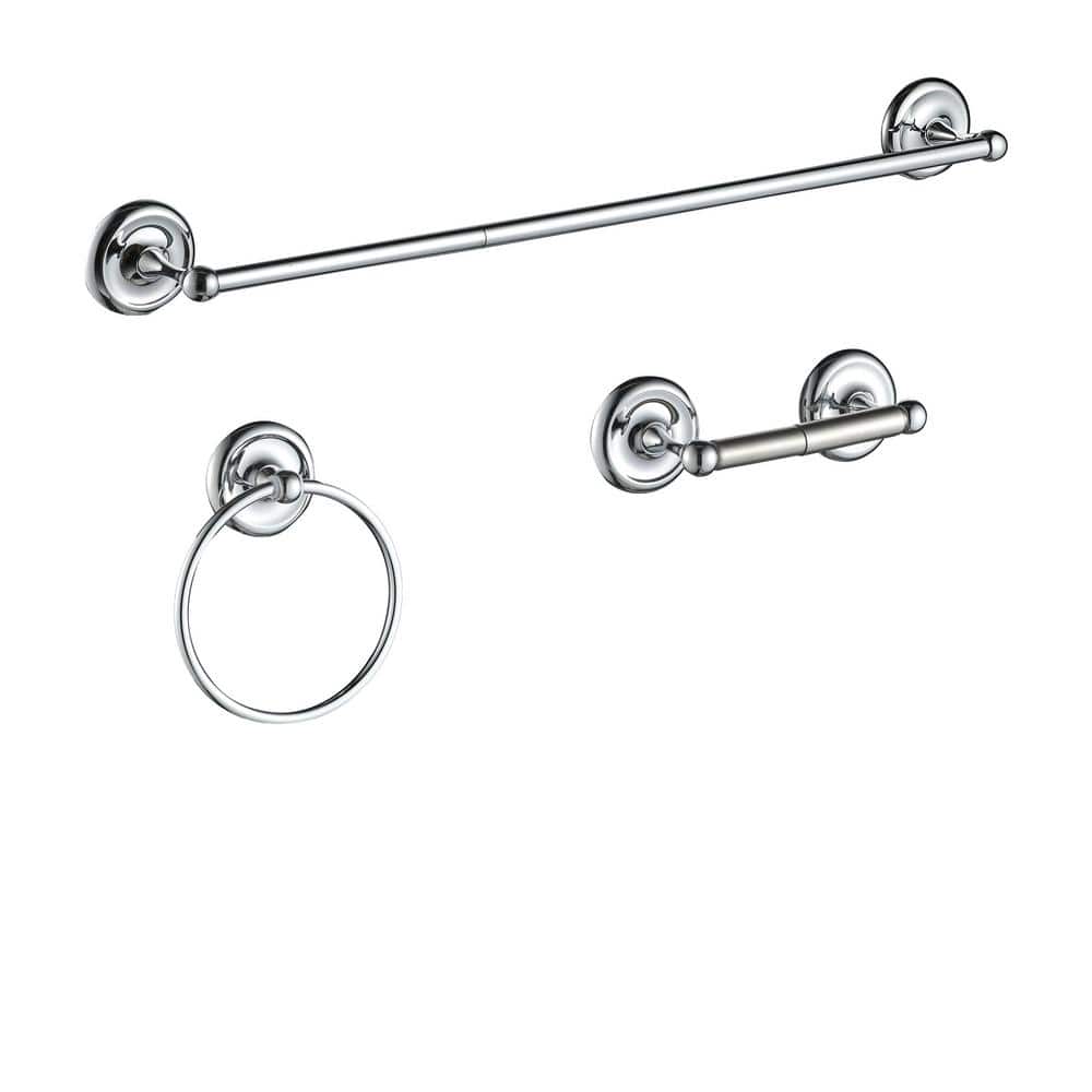 Brushed Chrome 3-Piece Bathroom Hardware Set