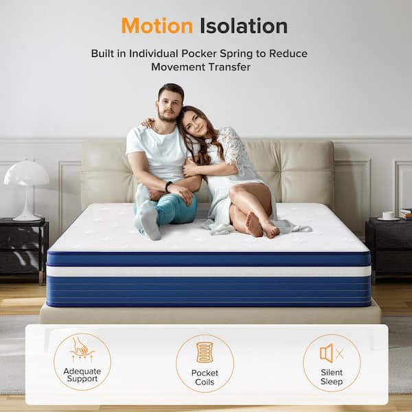 Babo Care - Queen Size 10 in. Medium Hybrid Breathable and Cooling Motion Isolation Mattress with CertiPUR-US and Oeko-TEX Certified