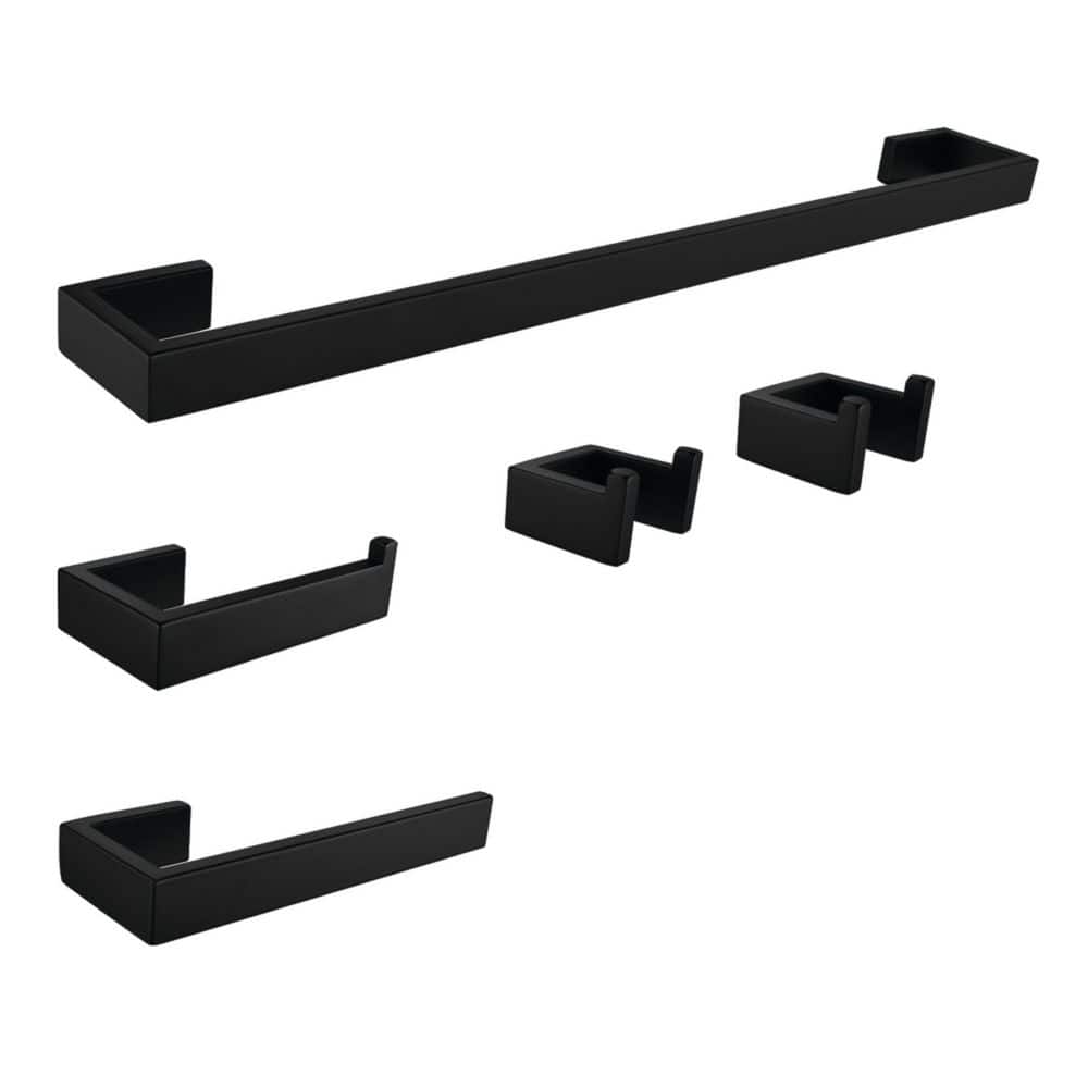 "Lasdun 5-Piece Bathroom Accessory Set with 18"" Towel Bar in Matte Black" price history on PriceWatchPro