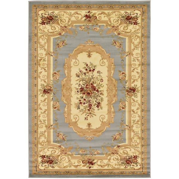Unique Loom Versailles Henry Light Blue 6' 0 x 9' 0 Area Rug