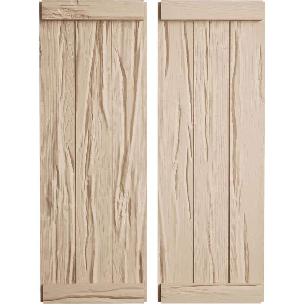 16.5 in. x 26 in. Timberthane Polyurethane 3-Board Joined Board-n-Batten Riverwood Faux Wood Shutters, End Batten Pair price history on PriceWatchPro