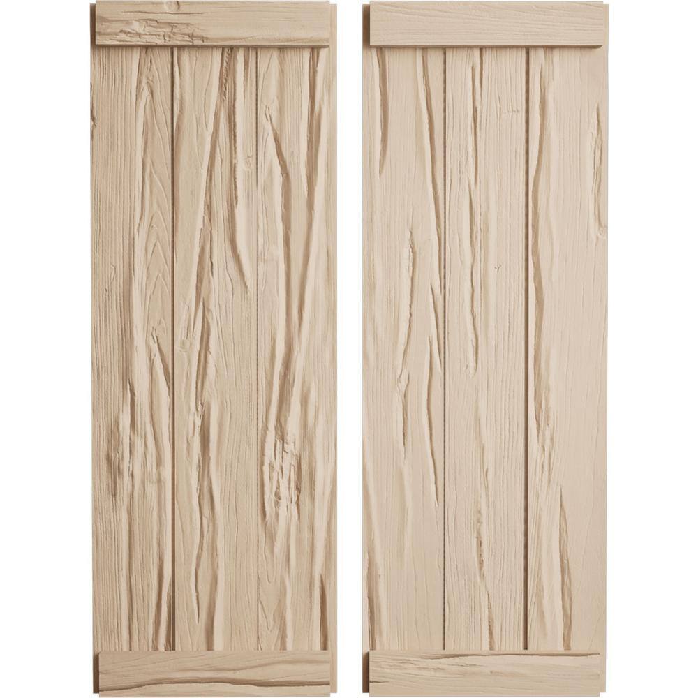 16.5 in. x 50 in. Timberthane Polyurethane 3-Board Joined Board-n-Batten Riverwood Faux Wood Shutters, End Batten Pair price history on PriceWatchPro