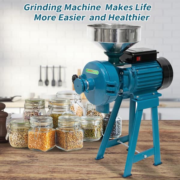 Electric Grain Mill Grinder Dry Wet Grinder 110V 3000W Wheat Grinder Rice Mill with Funnel (Wet Dry Grinder)