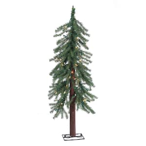 3 ft. Pre-Lit Alpine Artificial Christmas Tree with 100 Clear Lights