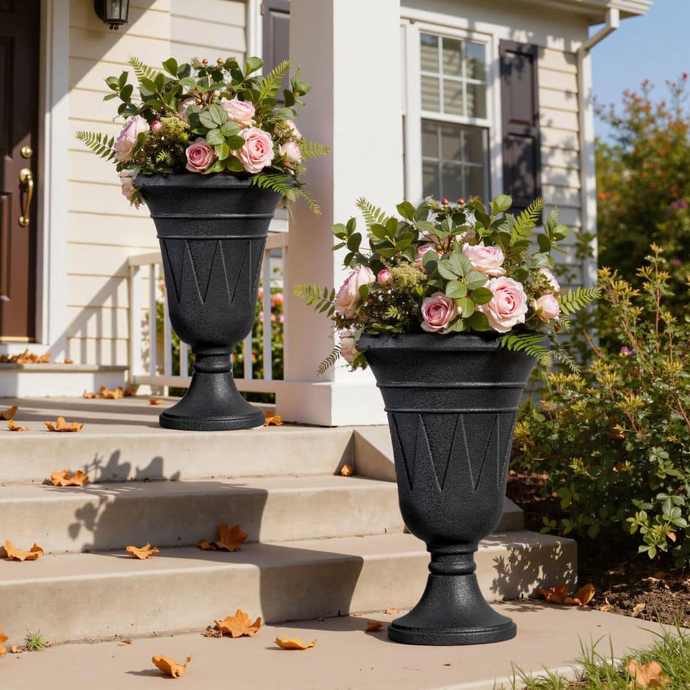 Gray Outdoor Plastic Petal Flower Planter Set (2-Pack) price history on PriceWatchPro