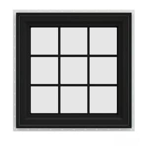 36 in. x 36 in. V-4500 Series Bronze FiniShield Vinyl Right-Handed Casement Window with Colonial Grids/Grilles
