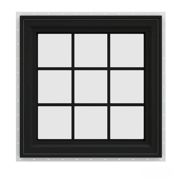 36 in. x 36 in. V-4500 Series Bronze FiniShield Vinyl Right-Handed Casement Window with Colonial Grids/Grilles