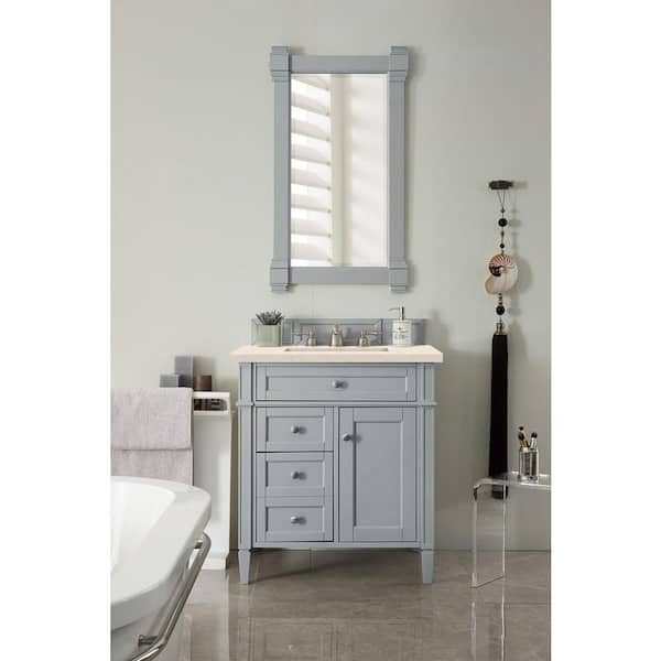 James Martin Vanities Brittany 30 in. W x 23.5 in. D x 34.0 in. H Bath Vanity in Urban Gray with Eternal Marfil Top
