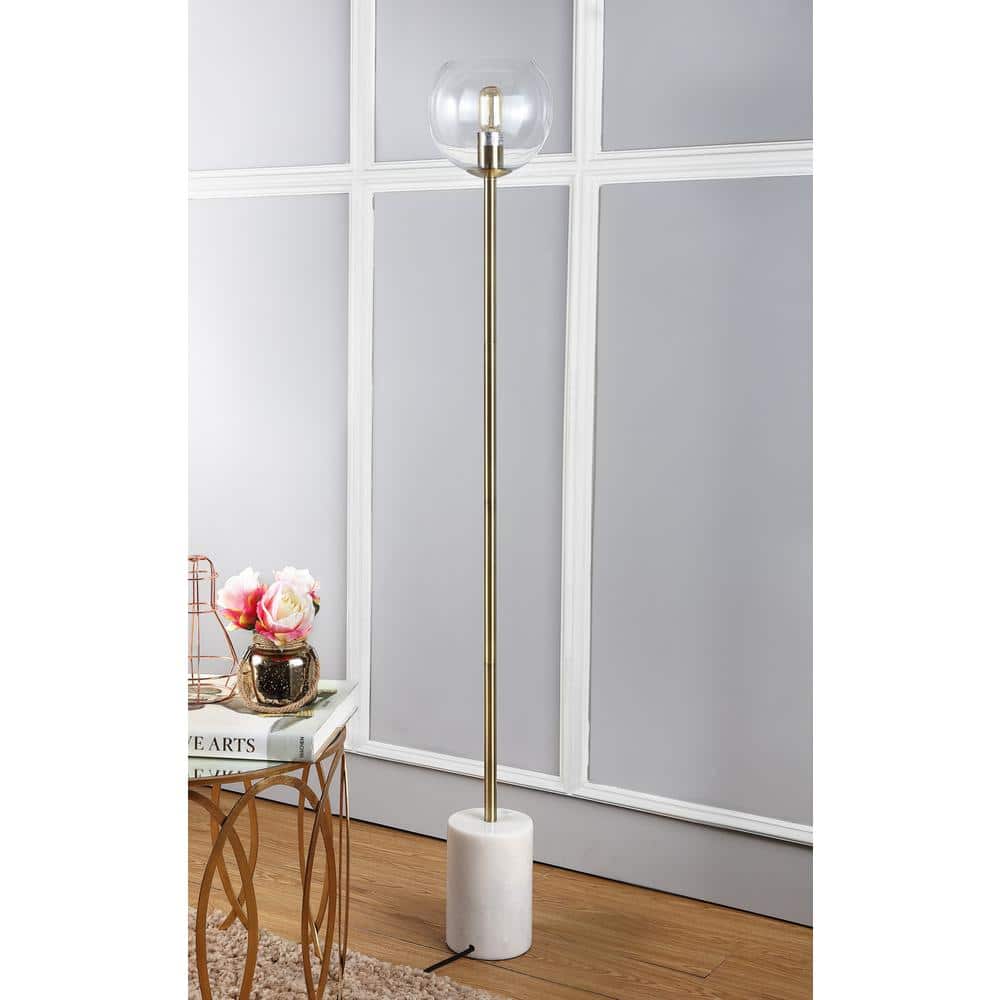 Bradley 61" Contemporary Gold & White Floor Lamp with Edison Bulb