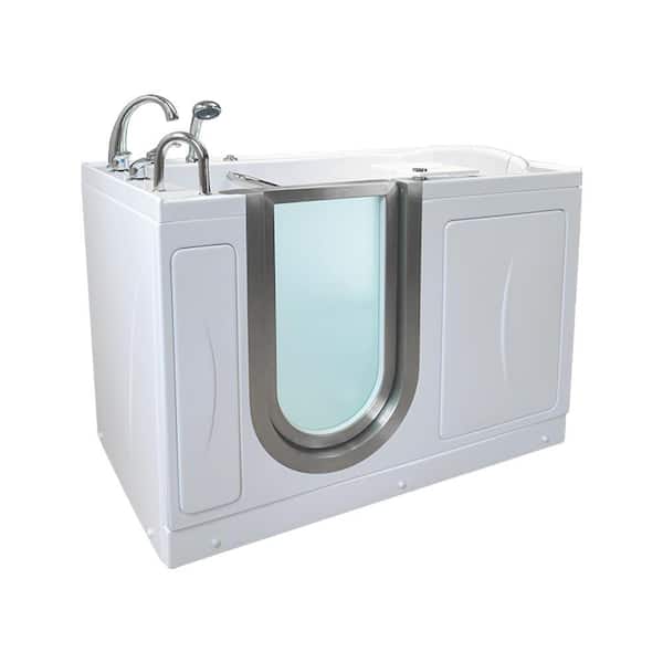 Ella Elite 52 in. Acrylic Air Bath Walk In Tub in White with 5 Piece Fast Fill Faucet Set and Left 2 in. Dual Drain