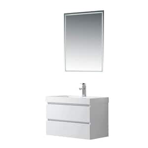 Annecy 30 in. W x 18.5 in. D x 20 in. H Bathroom Wall Hung Vanity in White with Single Basin Vanity Top in White Resin