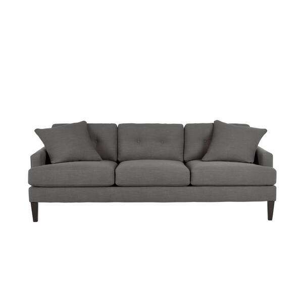 Home Decorators Collection Pembrook Cambric Charcoal Gray Straight Standard Sofa with Tufting for 3 (86.5 in. W x 33.5 in. H)