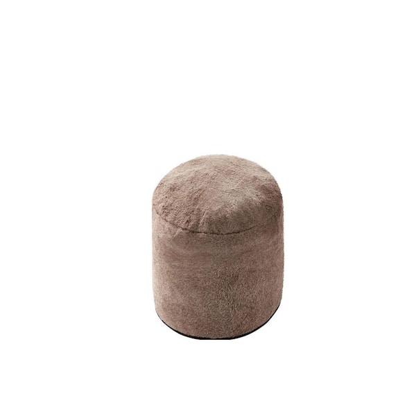 20 x 15 in. Brown Round Outdoor Pouf Cushion with Foam Filling Soft Foot Rest for Living Room