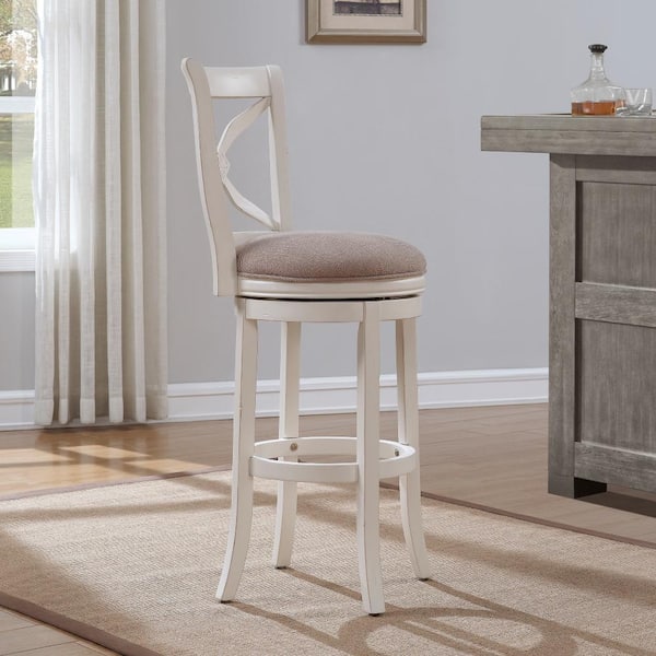 Accera 41 in. Distressed Antique White Swivel Bar Stool