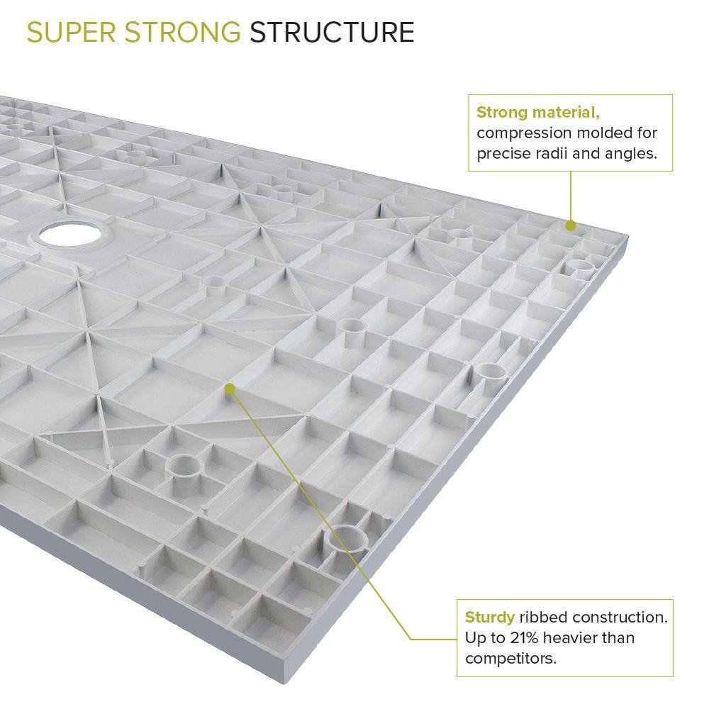 60-Inch Grey Solid Surface Zero Threshold Shower Base