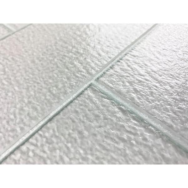 Italian White 4 in. x 16 in. Textured Large Format Glass Subway Wall Tile (4 sq.ft./Case)