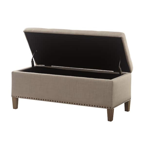 Tessa Light Grey Tufted Top Storage Bench 18 in. H x 42 in. W x 18 in. D