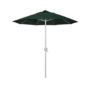 7.5 ft. Matted White Aluminum Market Patio Umbrella Auto Tilt in Forest Green Sunbrella