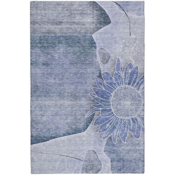 Dream Shag Premium Machine Washable Abstract ADS700 Blue 10 ft. x 14 ft. Area Rug