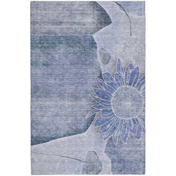 Dream Shag Premium Machine Washable Abstract ADS700 Blue 9 ft. x 12 ft. Area Rug