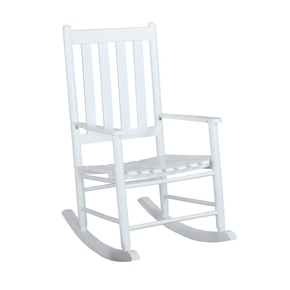 Slat Back Wooden Rocking Chair White