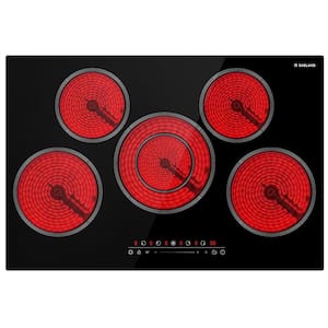 30 in. Built-in Radiant Electric Cooktop Ceramic Glass in Black with 5-Elements including Dual Zone Element