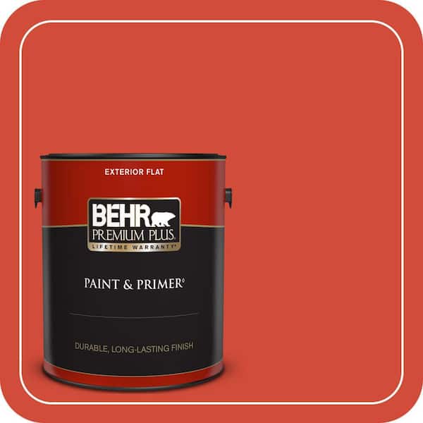 BEHR PREMIUM PLUS 1 gal. #S-G-190 Red Hot Flat Exterior Paint & Primer