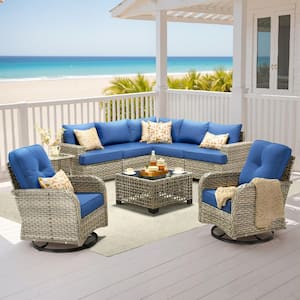 XIZZI Veranda 9 Pieces Wicker Outdoor Patio and Swivel Rocking