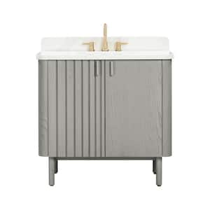 Blakely 37 in. Single Sink Gray Oak Bath Vanity with Calacatta White Quartz Top