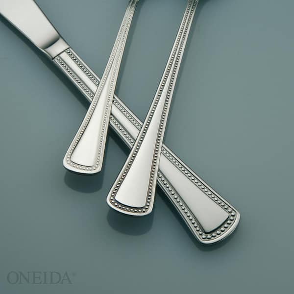 Set 12 ONEIDA NEEDLEPOINT 6" SALAD FORKS Beads DOZEN 18/8 STAINLESS Flatware NEW 