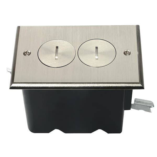 Legrand Pass & Seymour Slater Nickel 1-Gang Floor Box with Tamper-Resistant Duplex Outlet for Wood Sub-Floor