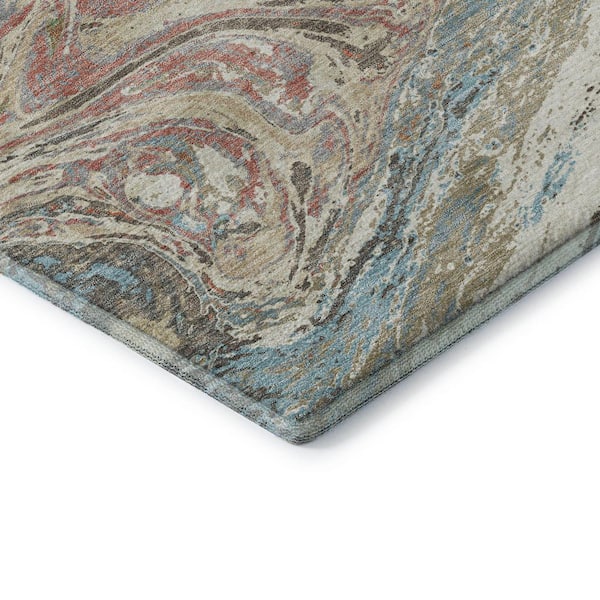 Mayfield Premium Machine Washable Abstract AMF1061 Beige 2 ft. 3 in. x 7 ft. 6 in. Runner Rug