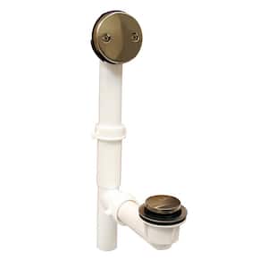 Toe Touch 1-1/2 in. Heavy Walled PVC Tubular 2-Hole Bath Waste and Overflow Tub Drain Full Kit in Satin Nickel