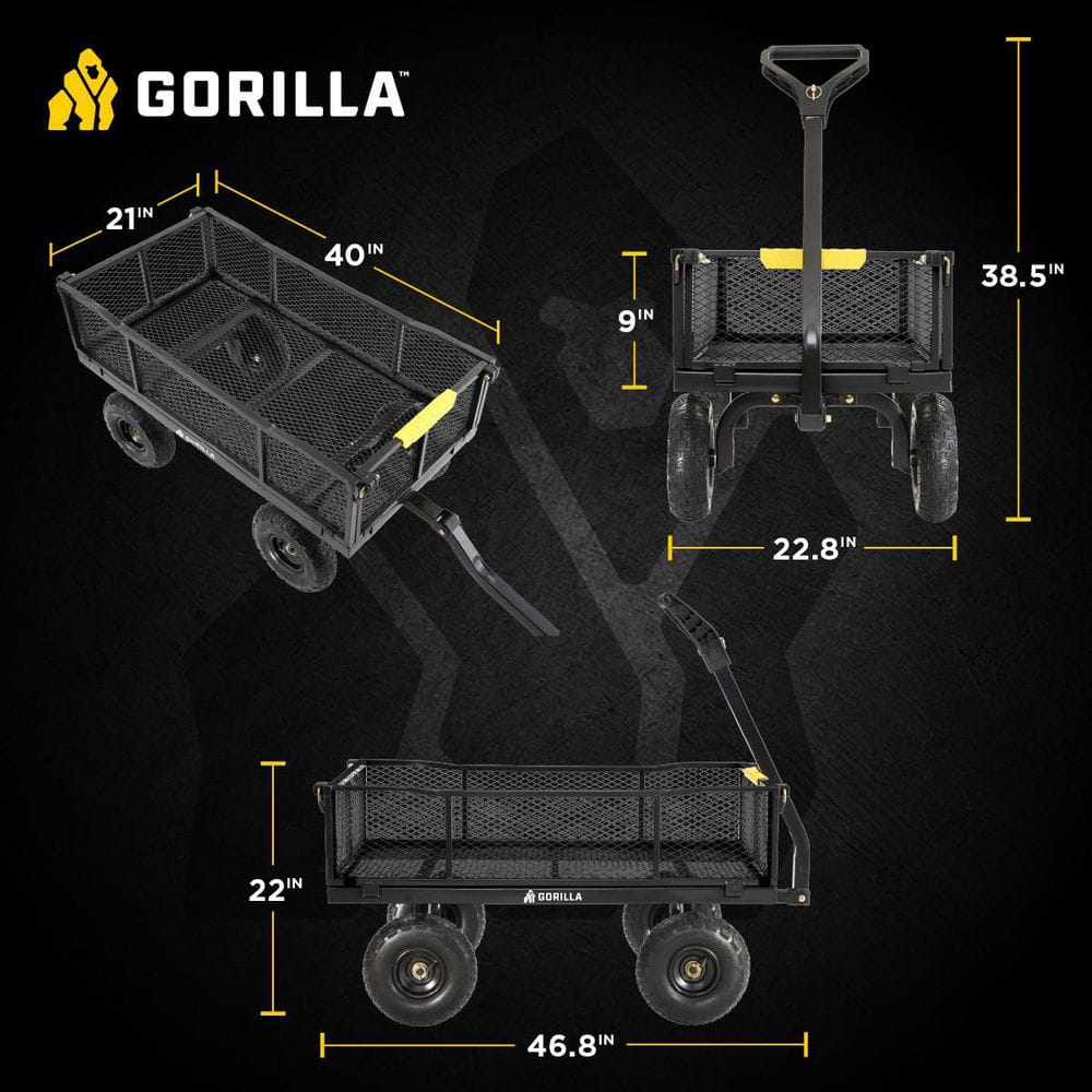 Gorilla Carts Heavy-Duty Steel Utility Wagon with Pneumatic Wheels