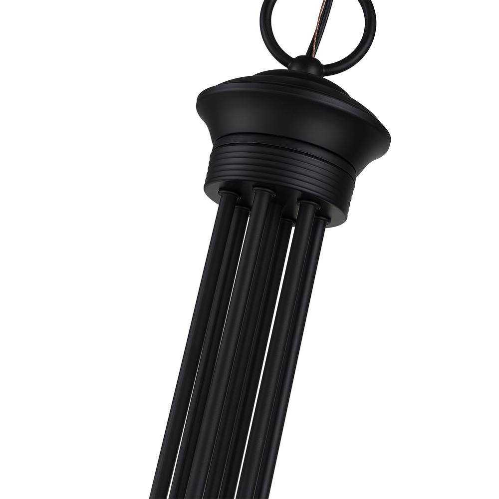Black Steel 12-Light Large 2-Tier Candelabra Chandelier
