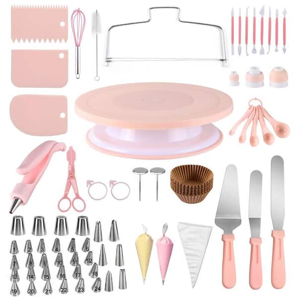 207-Piece Cake Decorating Set w/ Revolving Turntable, Icing Bags, Tips, Spatulas, Scrapers, Piping Bags, and Couplers