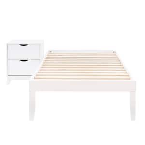 Pheba 2-Piece White Twin Platform Wood frame Bed and 1 (2-drawer) Nightstand Bedroom Set