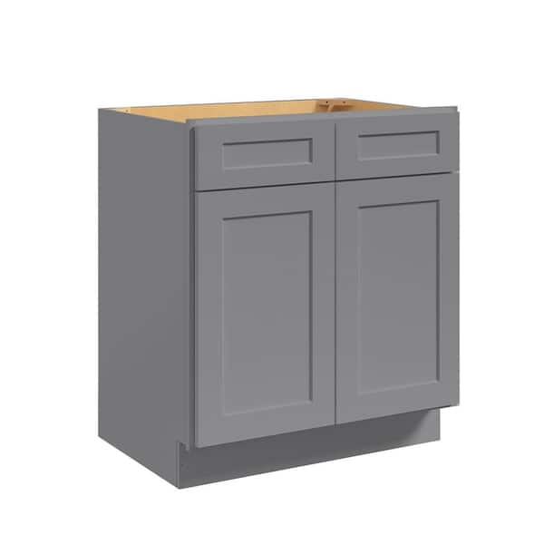 Hausvita 30 in. W x 24 in. D x 34.5 in. H in Shaker Grey Plywood Ready to Assemble Sink Base Cabinets with Shelf