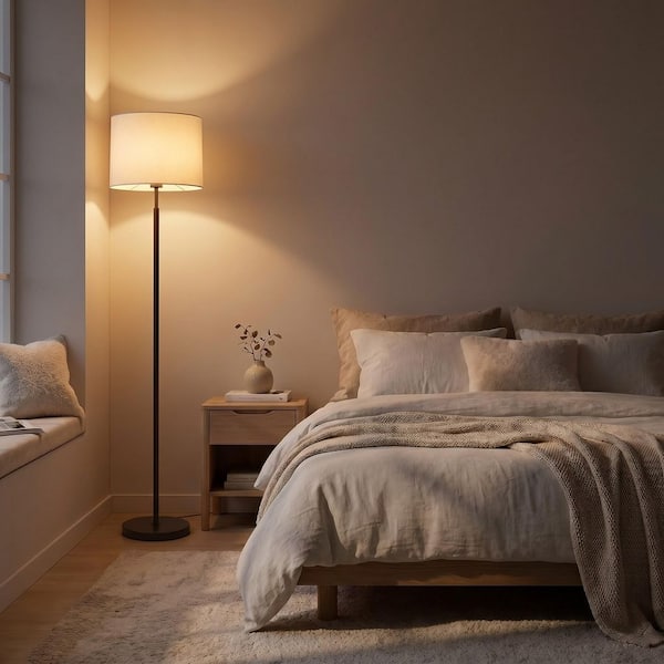 63 in. Traditional Black Metal Dimmable Standard Floor Lamp with Footswitch and Remote Control