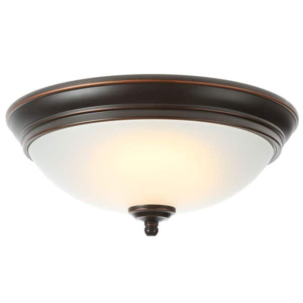 UBERHAUS Star Mount Enterprise Traditional Flush-Mount Bowl Light -  Dimmable - Integrated LED - Oil-Rubbed Bronze Finish LED1001A-34