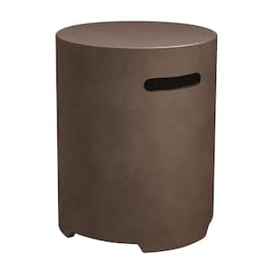 20 in. Dark Brown Round Concrete Outdoor Propane Tank Cover Table Outdoor Side Table